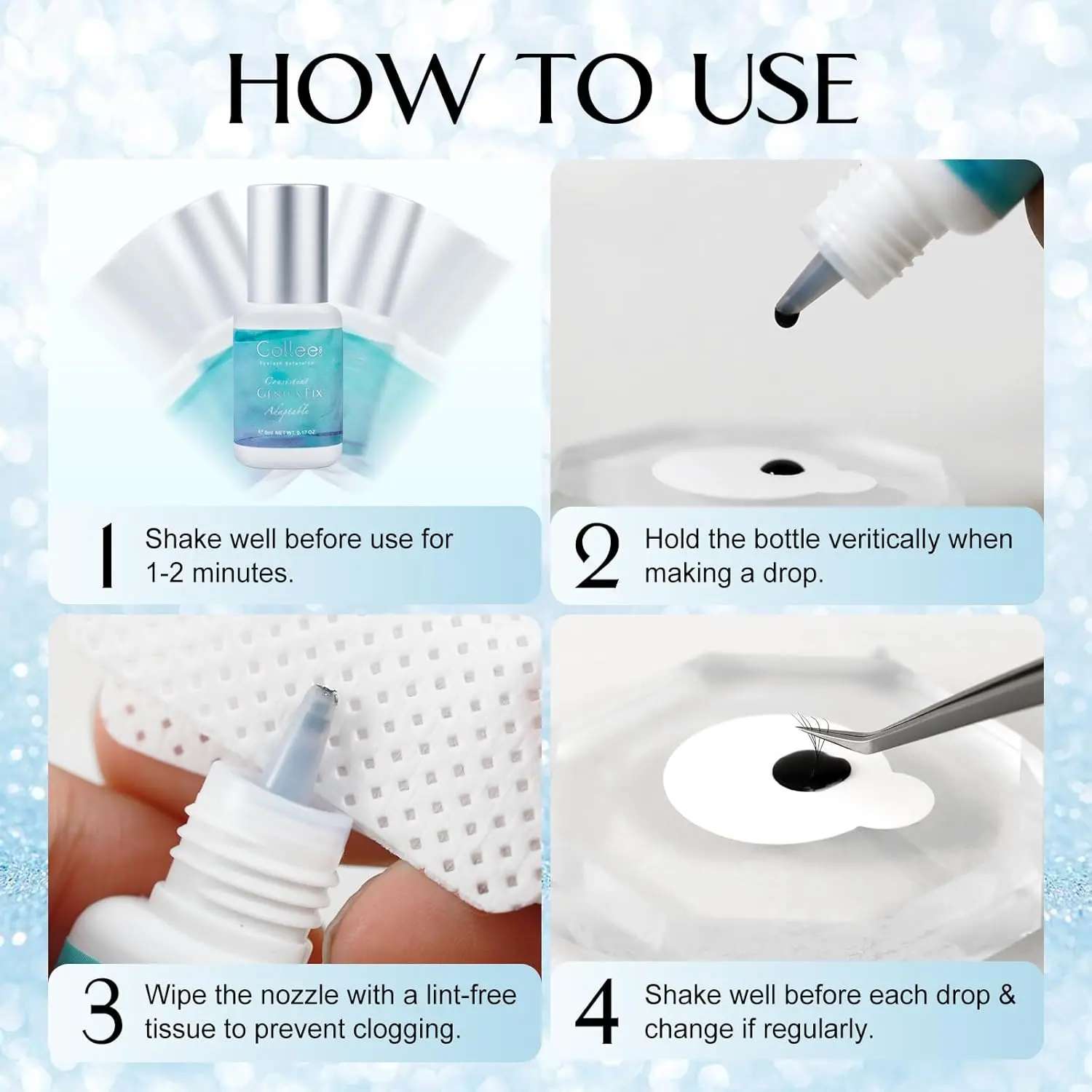 Gollee 10PCS All-weather 0.5S Dry Eyelash Extension Glue Waterproof Oil Proof Professional Eyelash Glue Golle Adhesiver Eyelash