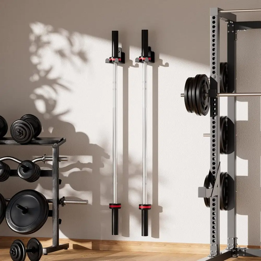 Wall Mounted Steel Barbell Rack Vertical Storage Holder Space Saving For Home Gym Strength Training Fitness Equipment