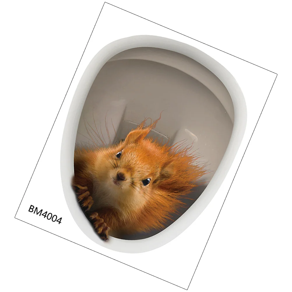 Seat Squirrel Removable Bathroom 3d Adhesive Squirrel Toilet Squirrel 3d Animal Toilet Lid Pvc Squirrel Wall Squirrel