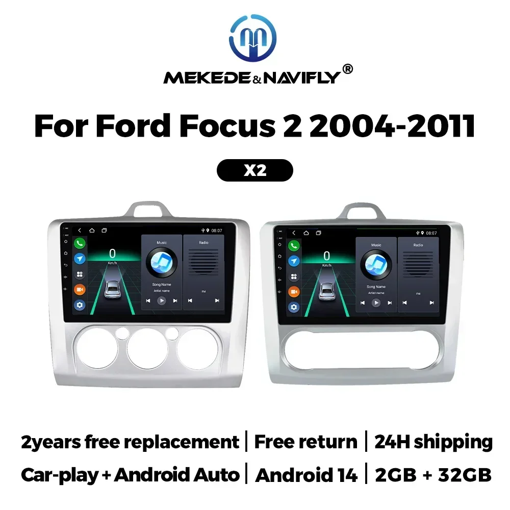 Android 14 Car Radio for Ford Focus 2 3 Mk2 Mk3 2004 2005 - 2011 Carplay Multimedia Player Navigation GPS 2Din Stereo Autoradio