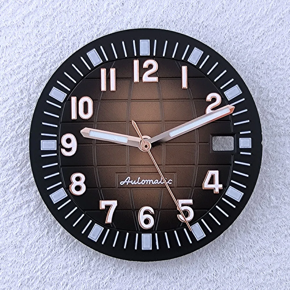 Esfera NH35 de 31,9mm con logotipo personalizado, esfera de reloj con números luminosos verdes, compatible con herramienta de reparación de accesorios de reloj de movimiento NH35/NH36