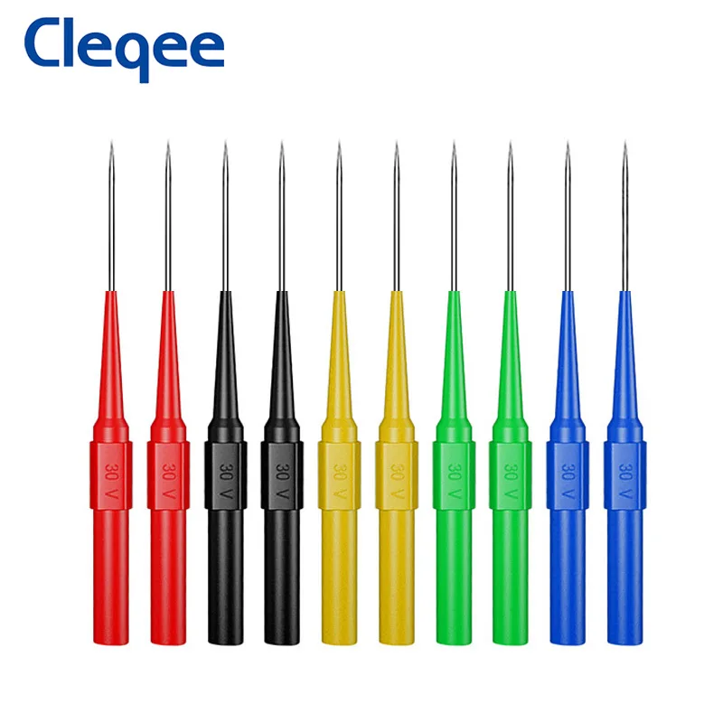Cleqee p5007 multímetro sonda de teste sondas traseiras agulhas de perfuração de isolamento com soquete de 4mm kit de ferramentas de carro de