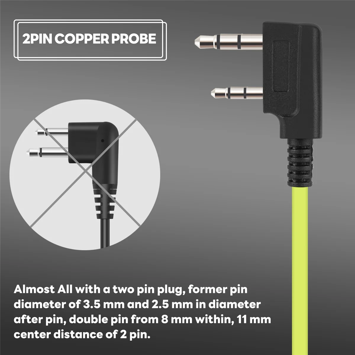 ABAN 2 Pin Noodle Style Earbud Headphone K Plug Earpiece Headset For Uv5R -888S Uv5R Radio Green Wire