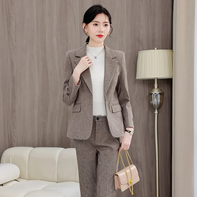 

High Quality Fabric Formal Pantsuits Professional Office Work Wear Business Suits with Pants and Jackets Coat Career Interview