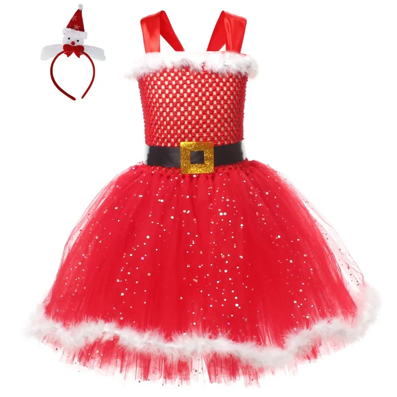 Red Tutu Dress for Christmas, Kids Christmas Character Princess Dress for Stage & Party, Children's Holiday Photography Dress
