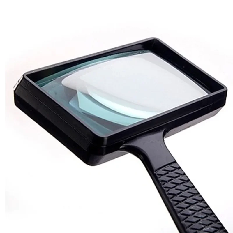 Lupa de lectura rectangular portátil de alta definición 5X, lupa de lente de vidrio para personas mayores, lupa de lectura