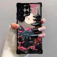 Japanese-Style Ancient House Airbag Phone Case for Samsung Galaxy S25 S24 Ultra S23 S22 Plus S21FE A56 A55 A54 A53 A35 A52 Cover