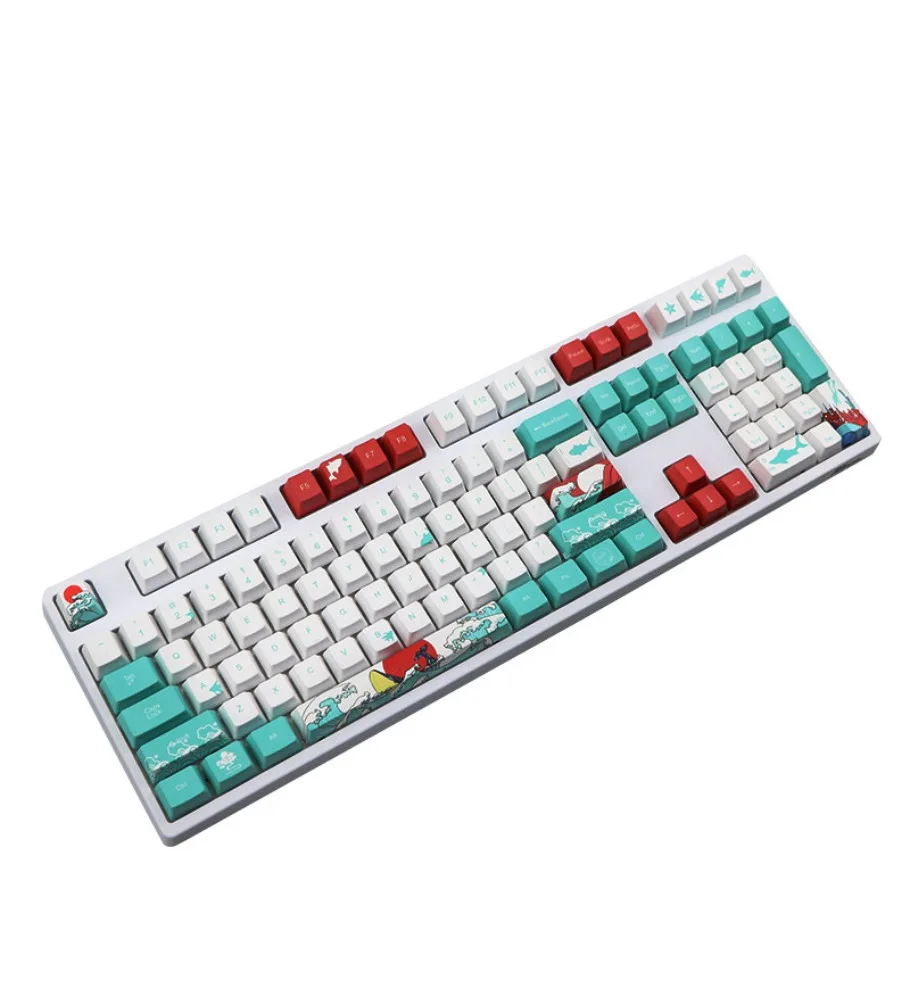 PBT coral sea keycap 109 key OEM height five-sided sublimation filco IKBC Cherry3000 supplement