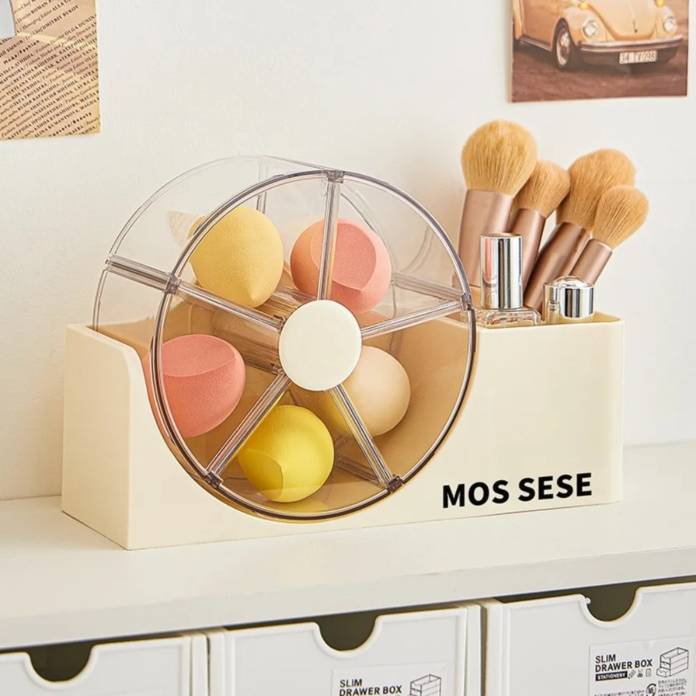 Plastic Rotating Makeup Organizer with Compartments Durable Cosmetic Storage Box Drawers Dust-proof Desk Multi-Functional Holder