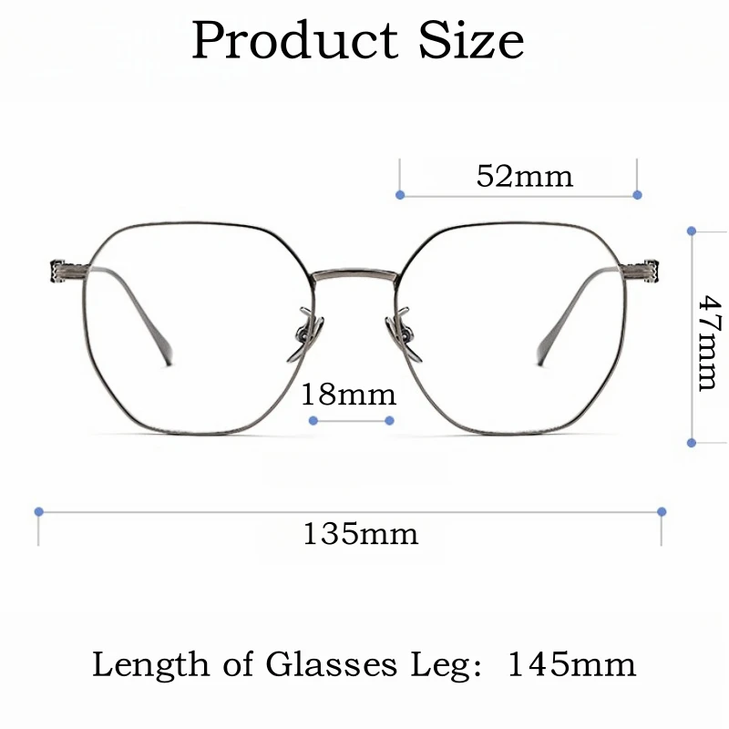 YIMARUILI Fashion Trend Ultra-light Eyewear Retro Polygonal Pure Titanium Optical Prescription Eyeglasses Frames Men and Women