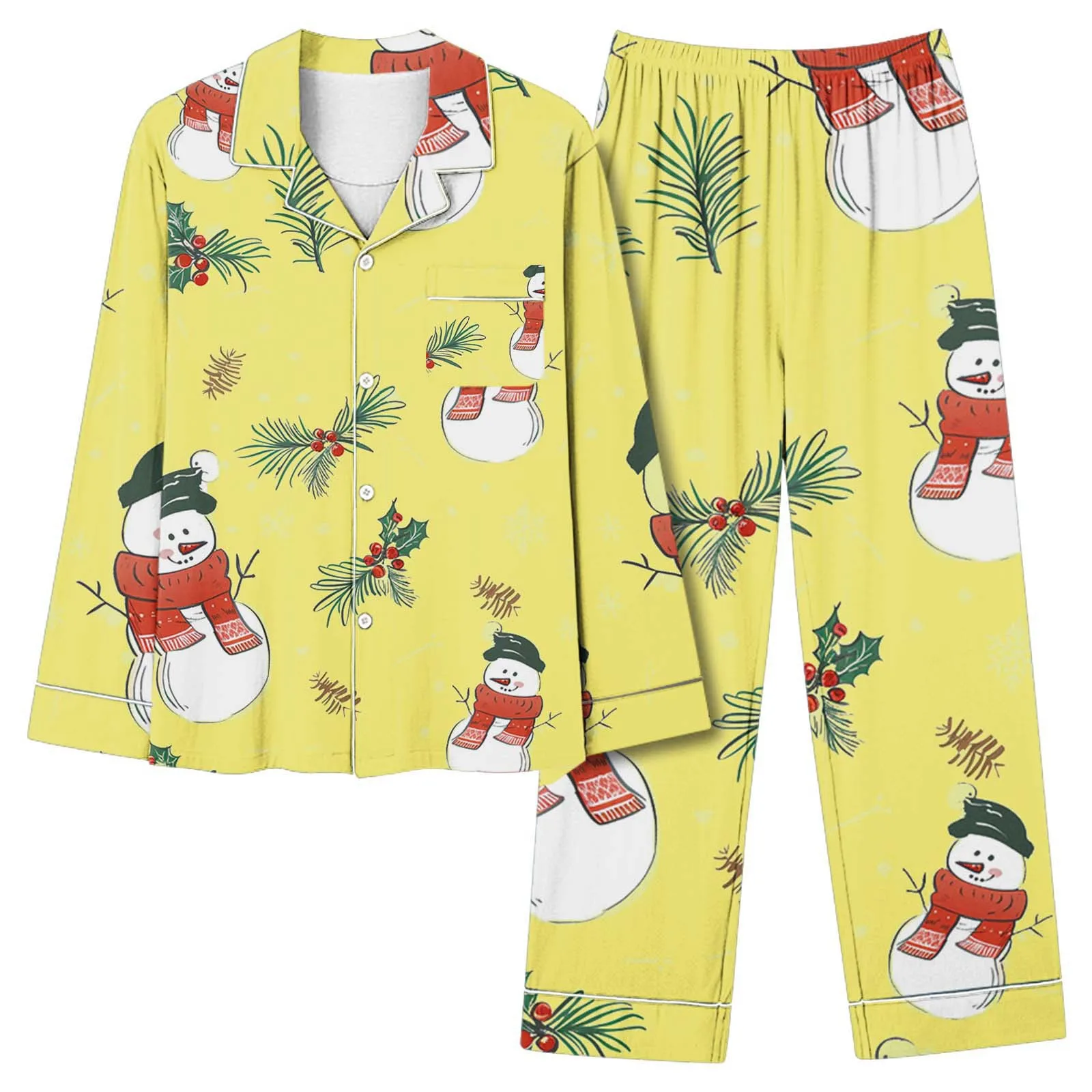 الخريف نمط جديد القوس المطبوعة عيد الميلاد قبعة عادية طويلة الأكمام السراويل بيجامة مجموعة للنساء بيجامةما Жenskah