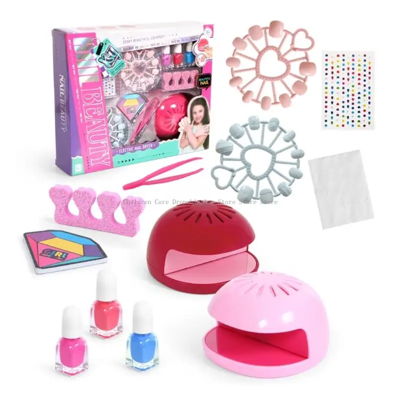 DIY แต่งหน้าเล็บชุดสำหรับสาวน้อยแกล้งเล่นปลอดภัยอัญมณีโปแลนด์สติกเกอร์ไฟล์เพื่อความสนุกสนานสร้างสรรค์