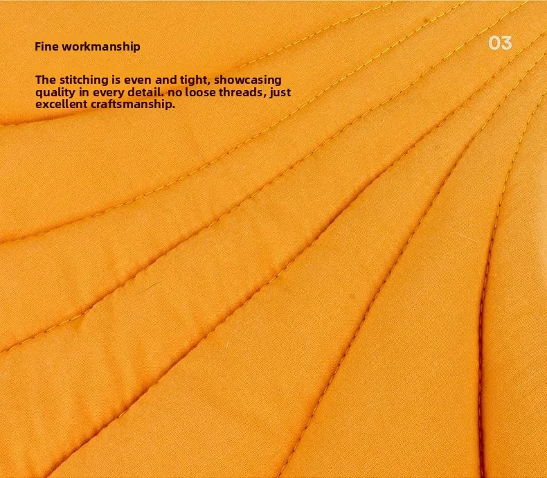 Close-up of a golden yellow Leaf Pattern Cat Sleeping Mat with curved, evenly spaced quilted stitching.