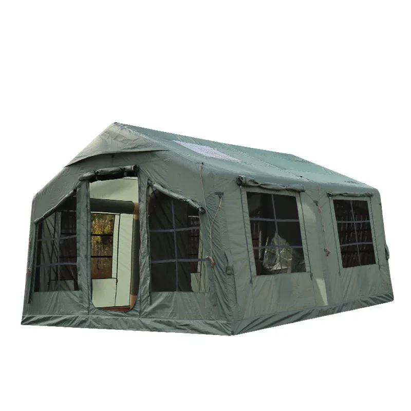 Inflatable Waterproof Oxford Air Tent for Camping Glamping Sun Shelter with Easy Setup 4 Seasons Mosquito Screen Cabin Tent