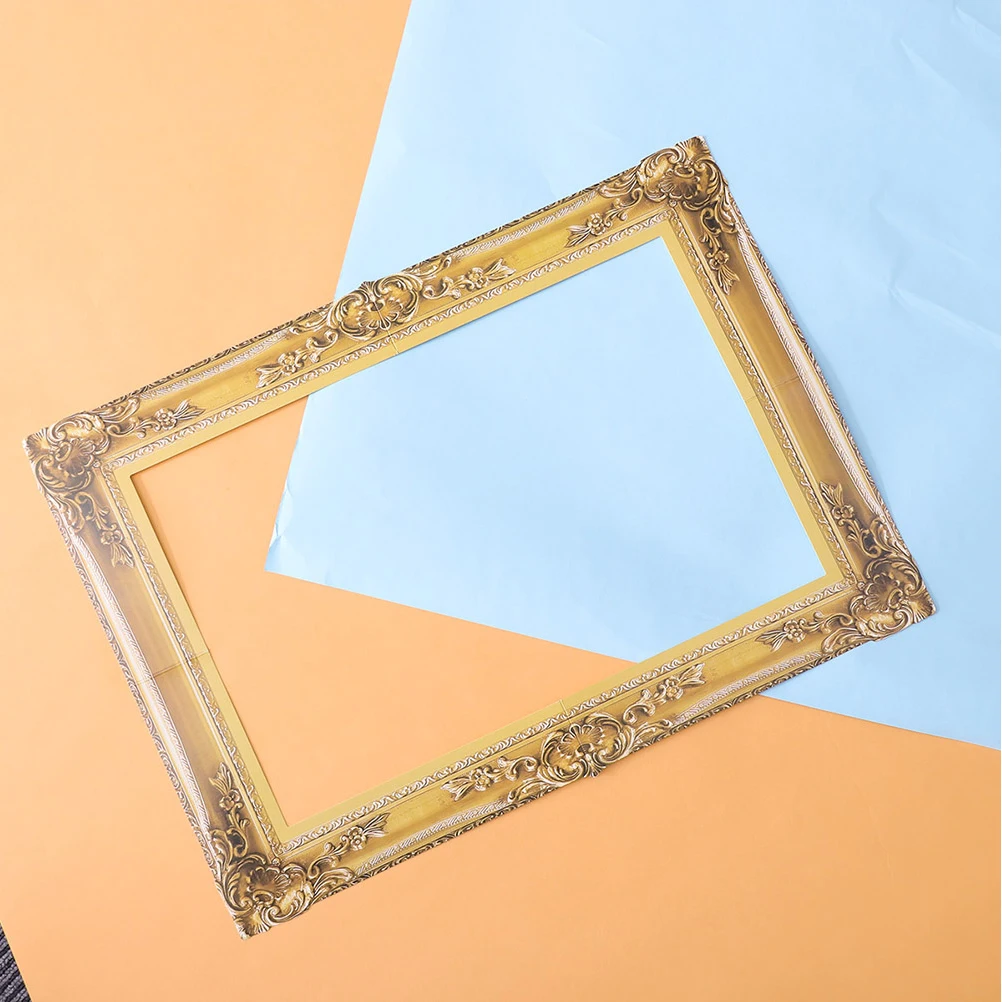 

5pcs Golden Photo Frame Paper Picture Frames Diy Photography Props For Wedding Party Beach Hiking Events Classic Cutouts