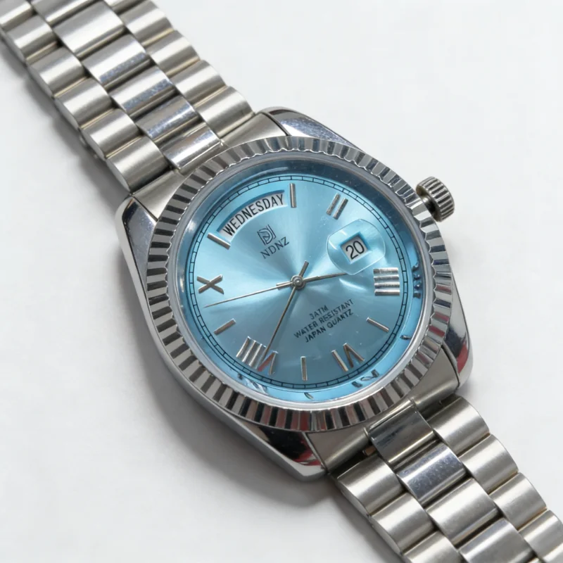 新しい-ndnz-高級ファッション防水カップル腕時計メンズビジネスクォーツ時計日付タイミングスチールバンド付き