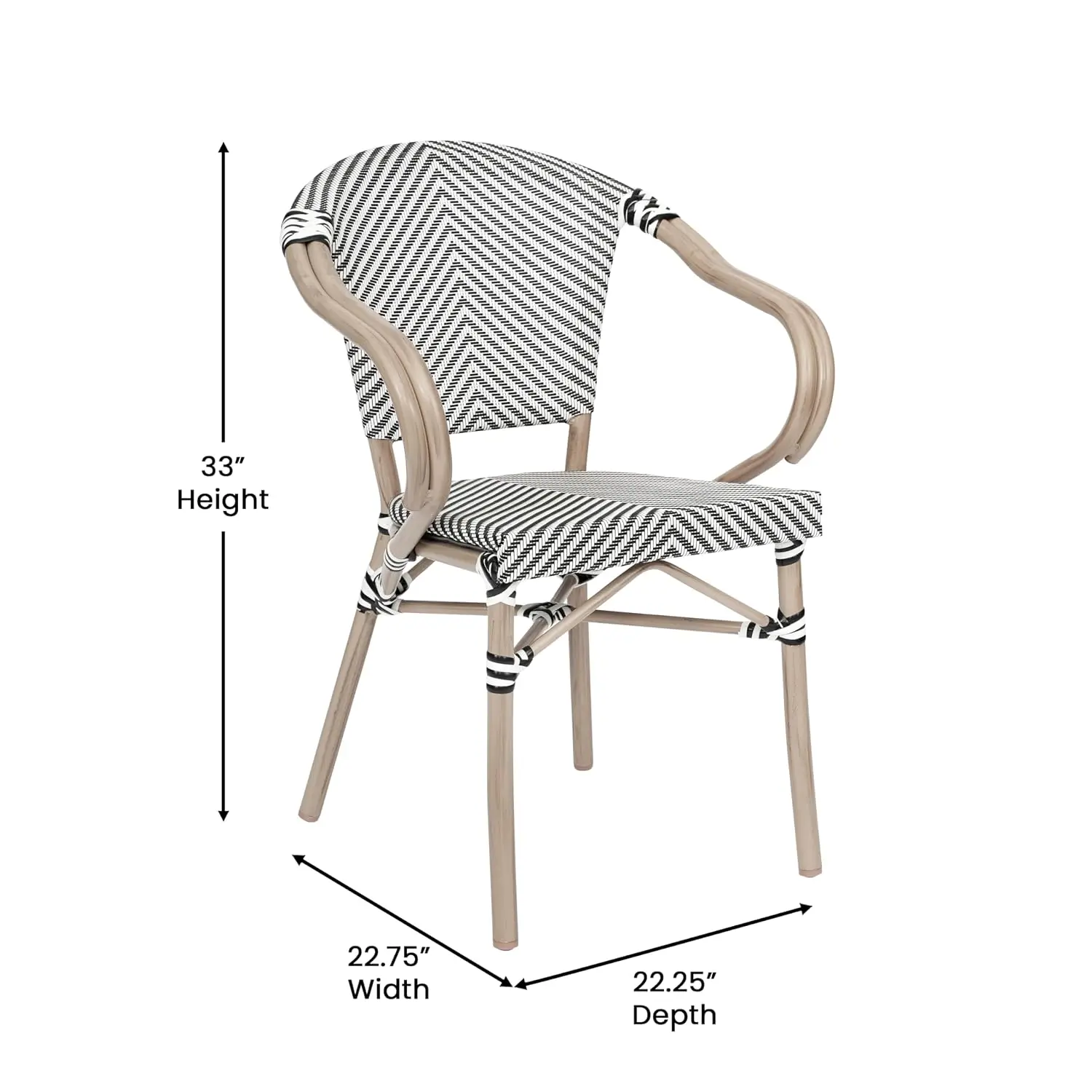 Stackable Guest Chair With Arms Black White 2-Pack, Customized