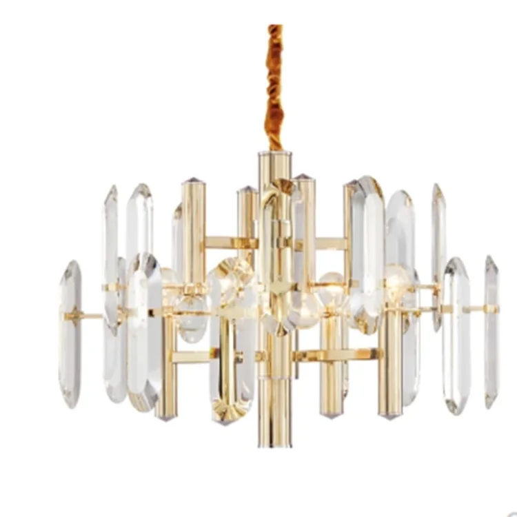 

led e14 Postmodern Crystal Iron Gold Chandelier Lighting Lustre Suspension Luminaire Lampen For Foyer