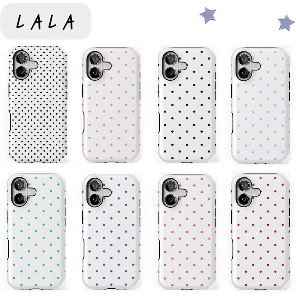LALA White colorful dots Phone Case for Samsung Galaxy S20 S23 S24 S25 S26 FE Plus Ultra Edge 4G 5G Luxury Double-layer Back