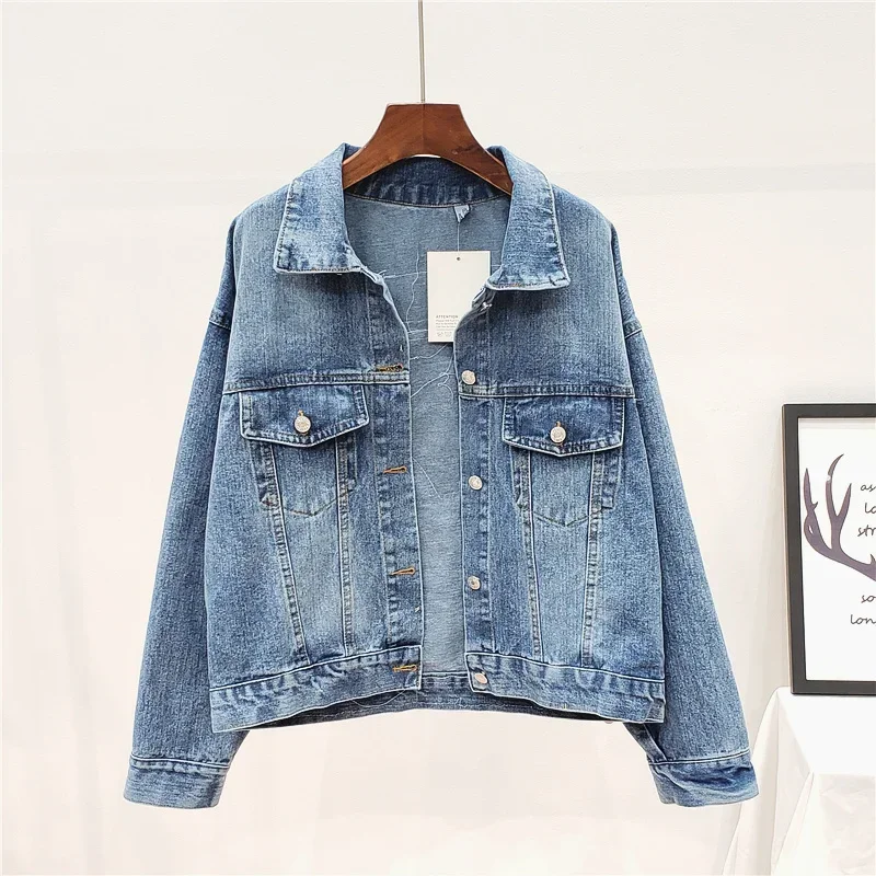 

Bohemia Embroidery Flowers Denim Jacket Women Outerwear Vintage Boho Loose Long Sleeve Jeans Jacket Basic Coat Female Streetwear