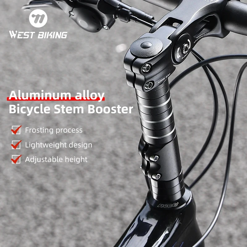 

WEST BIKING Bicycle Stem Adjustable Height Bike Stem Cycling Handlebar Booster Riser Aluminum Alloy MTB Road Bike Stem Extender