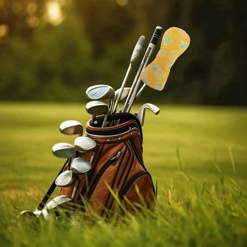 Golf Wood Cover PU Leather Cute Pineapple Pattern Golf Club Cover For Driver Fairway Hybrid Protector Wood Covers