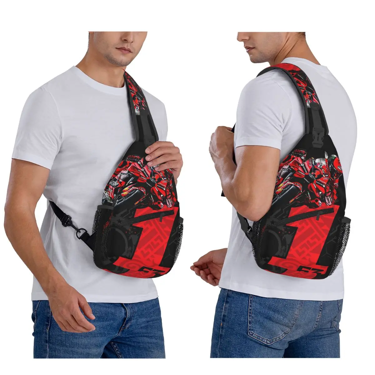 

Francesco Bagnaia Number Moto GP Chest Bag Men Sling Crossbody Backpack Chest Bag Travel Hiking Daypack Shoulder Bag