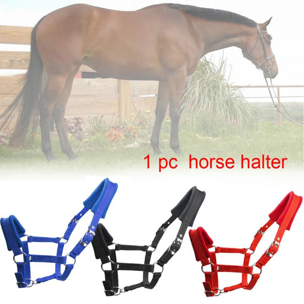 Thicken Fleece Padded Pony Horse Halter Bridle Strap Equestrian Adjustable Head Collar Horse Riding Protective