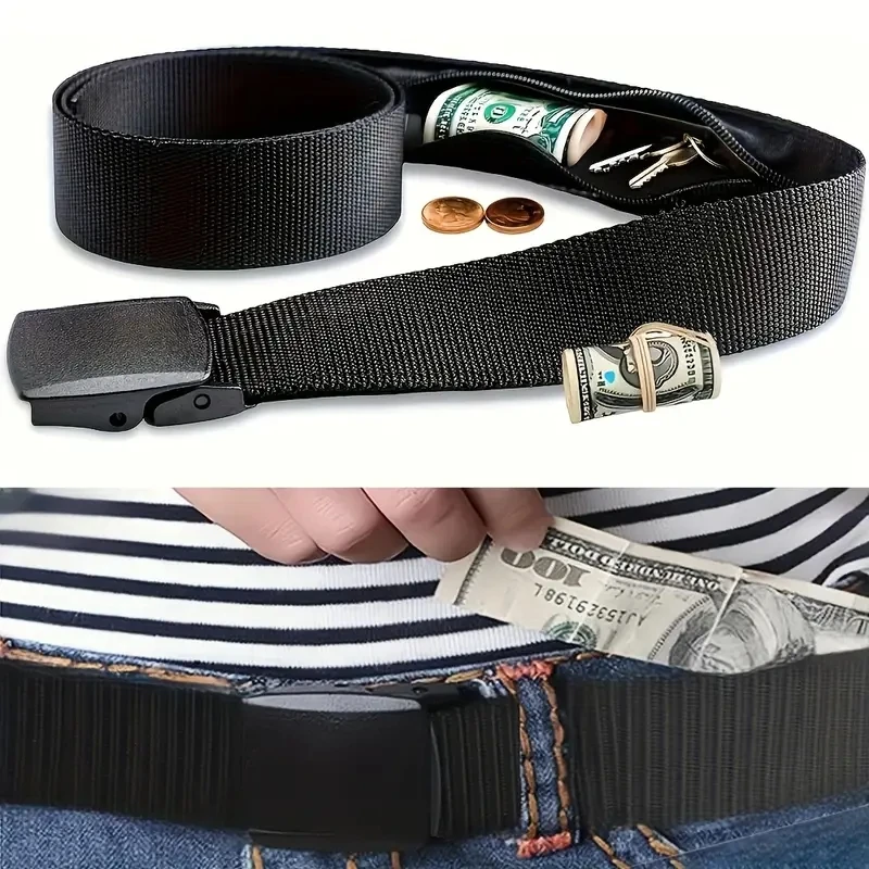 Secure Anti-Theft Wallet with Men's Functional Portable Multifunctional Waist Belt, Invisible Zipper Wallet, Pants Strap
