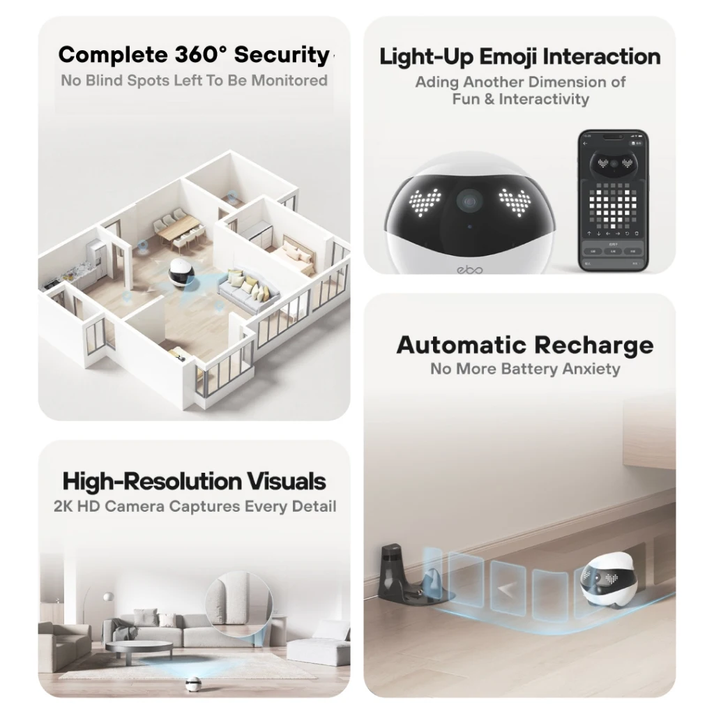Enabot EBO AIR2 Intelligent Robot Wireless Camera Robot Remote Monitoring Pet Companion Robot Realtime Control Custom Gift - Image 6