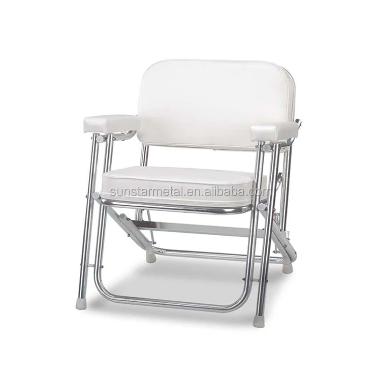 

Stainless Steel Portable Marine Folding White Deck Chair Boaters Value Folding Deck Chair for Marine Yacht Boat