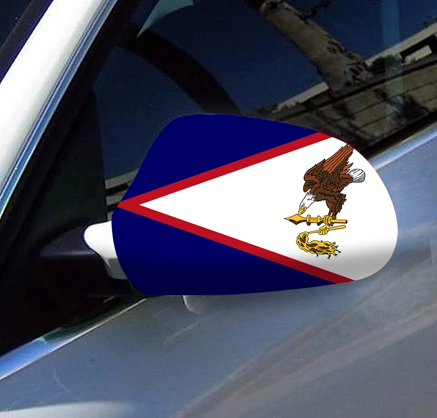 Directly Delivery 2 Pcs Free Size Four-way stretch fabric American Samoa Flags Car Mirror Cover