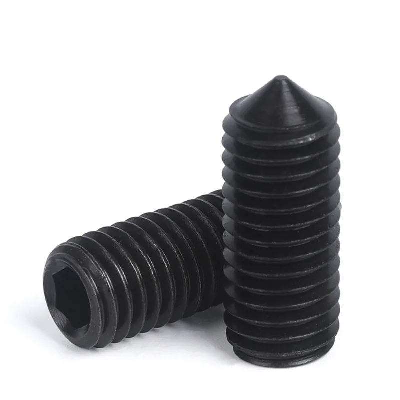 Grade 12.9 Black Carbon Steel Hex Hexagon Allen Head Socket Screw Cone Point Grub Set Screws Bolts M2 M2.5 M3 M4 M5 M6 M8 M10