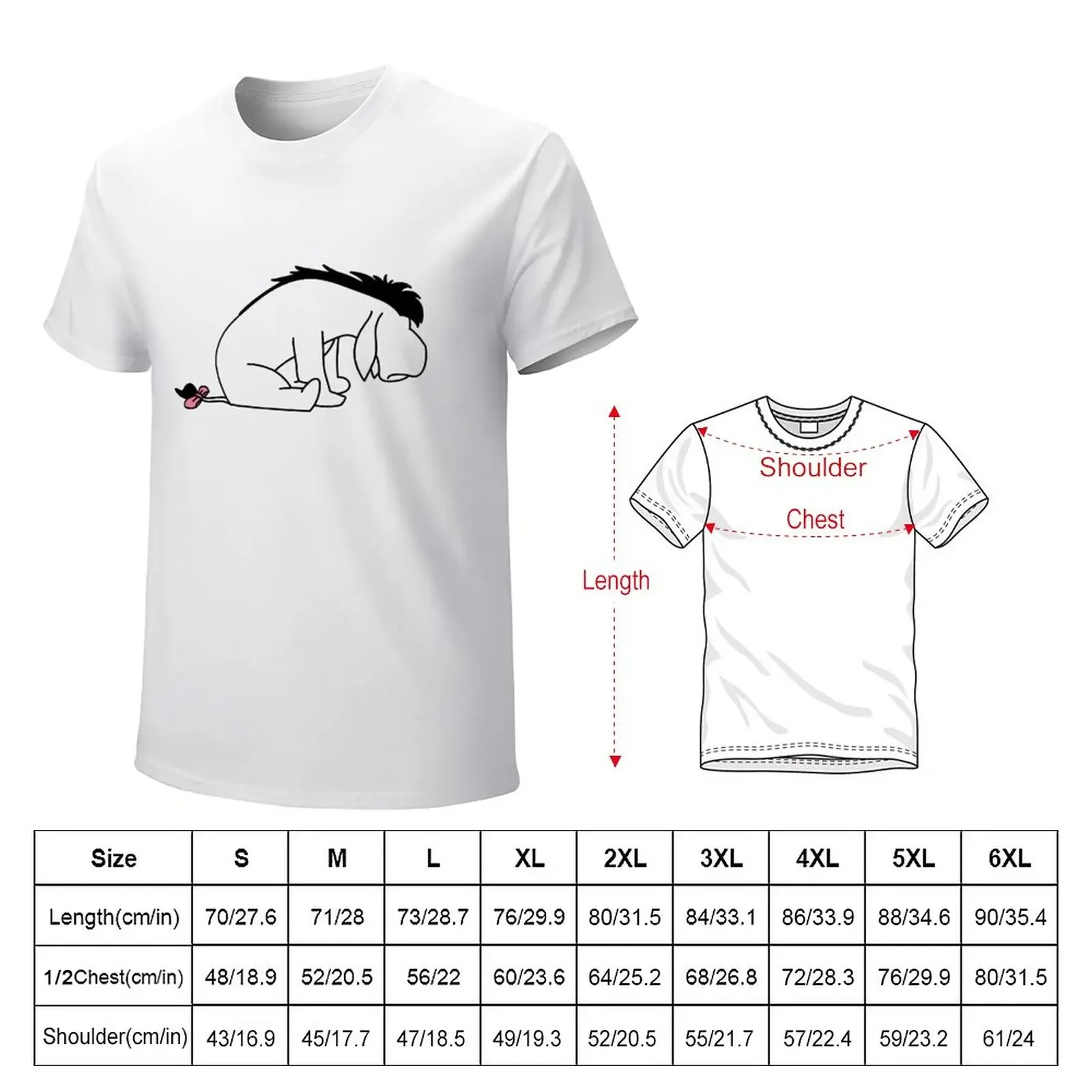 Sad Donkey Outline T-Shirt anime clothes plus sizes plus size tops mens plain t shirts