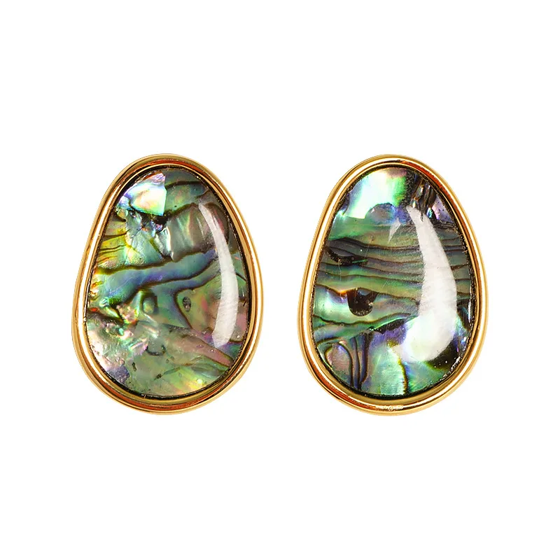 Fashionable, Exquisite Natural Abalone Shell Stud Earrings Luxury-inspired, Niche, Sophisticated Ear Adornments