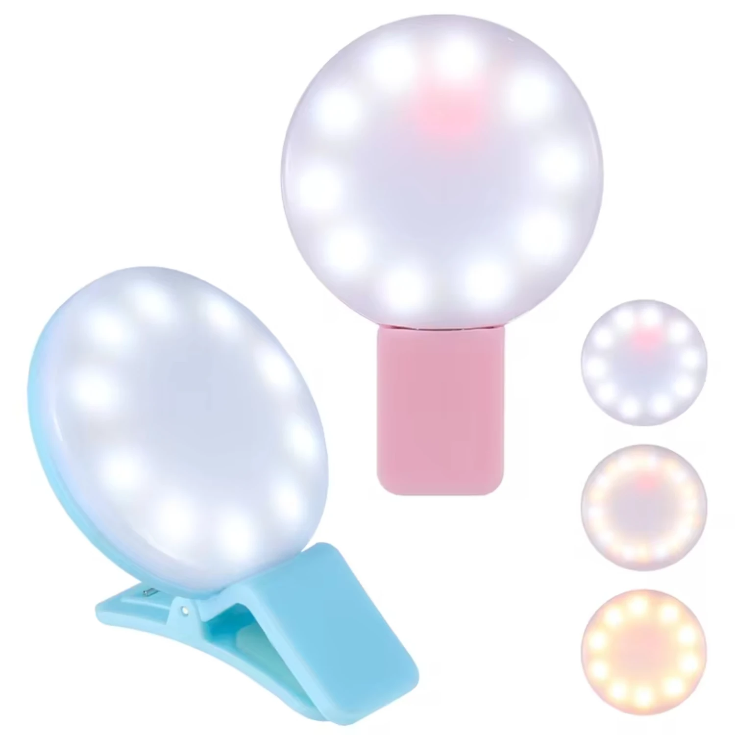 

2PCS Cell Phone Fill Light, Beauty Selfie Light with Clip, Adjustable Brightness Hand-held Ring Light Mobile Phone