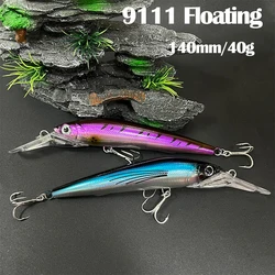 140mm 40g batan Trolling ince Minnow balıkçılık Lures wobass uzun döküm Swimbait tuzlu Seabass yapay yem ekipmanları