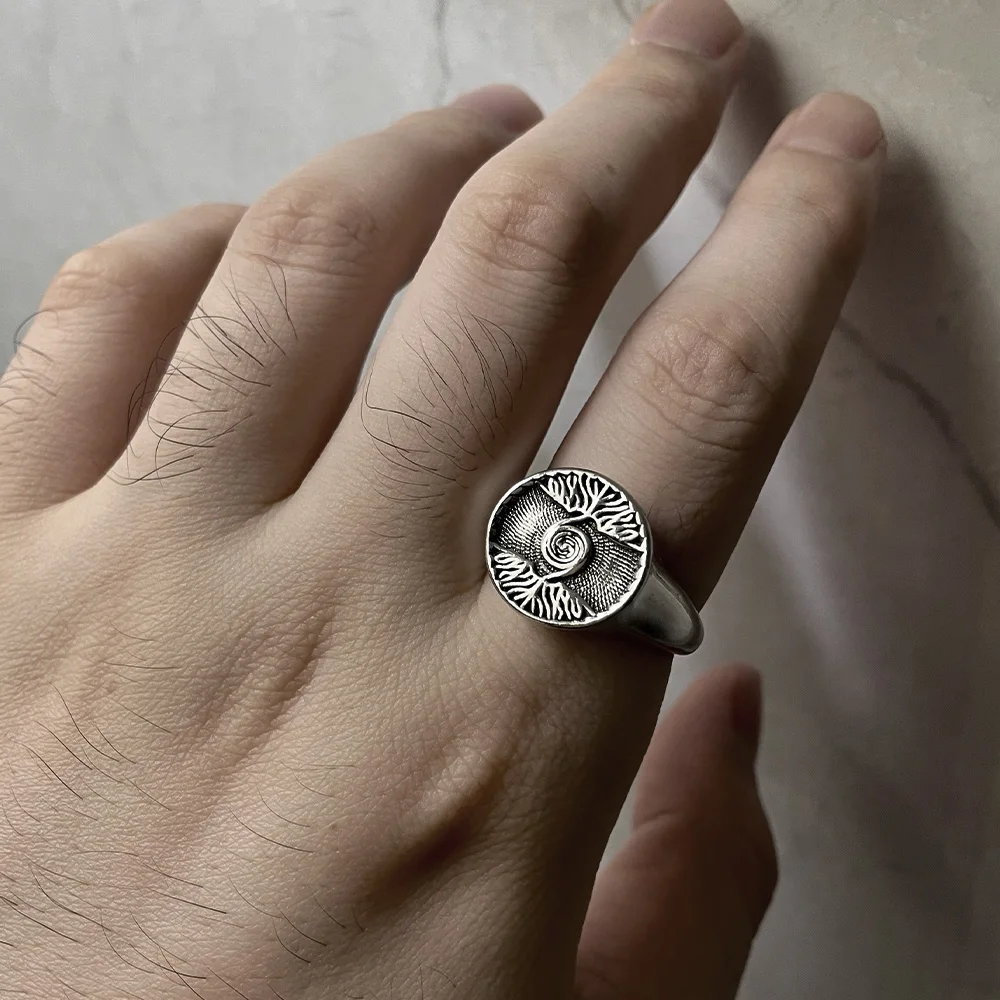 خاتم شجرة الحياة العتيق للرجال ، اللون الفضي ، الشقيق ، القوطية ، المفتوحة ، مجوهرات المصمم ، إكسسوارات لكل من الرجل والمرأة ، فن السلام الإبداعي ، هدية #2