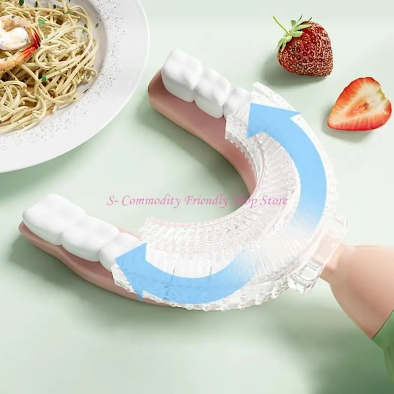 

85AE Мультяшные ручные детские зубные щетки с поворотом на 360 градусов U-образные мягкие силиконовые щетки для зубов Детский за