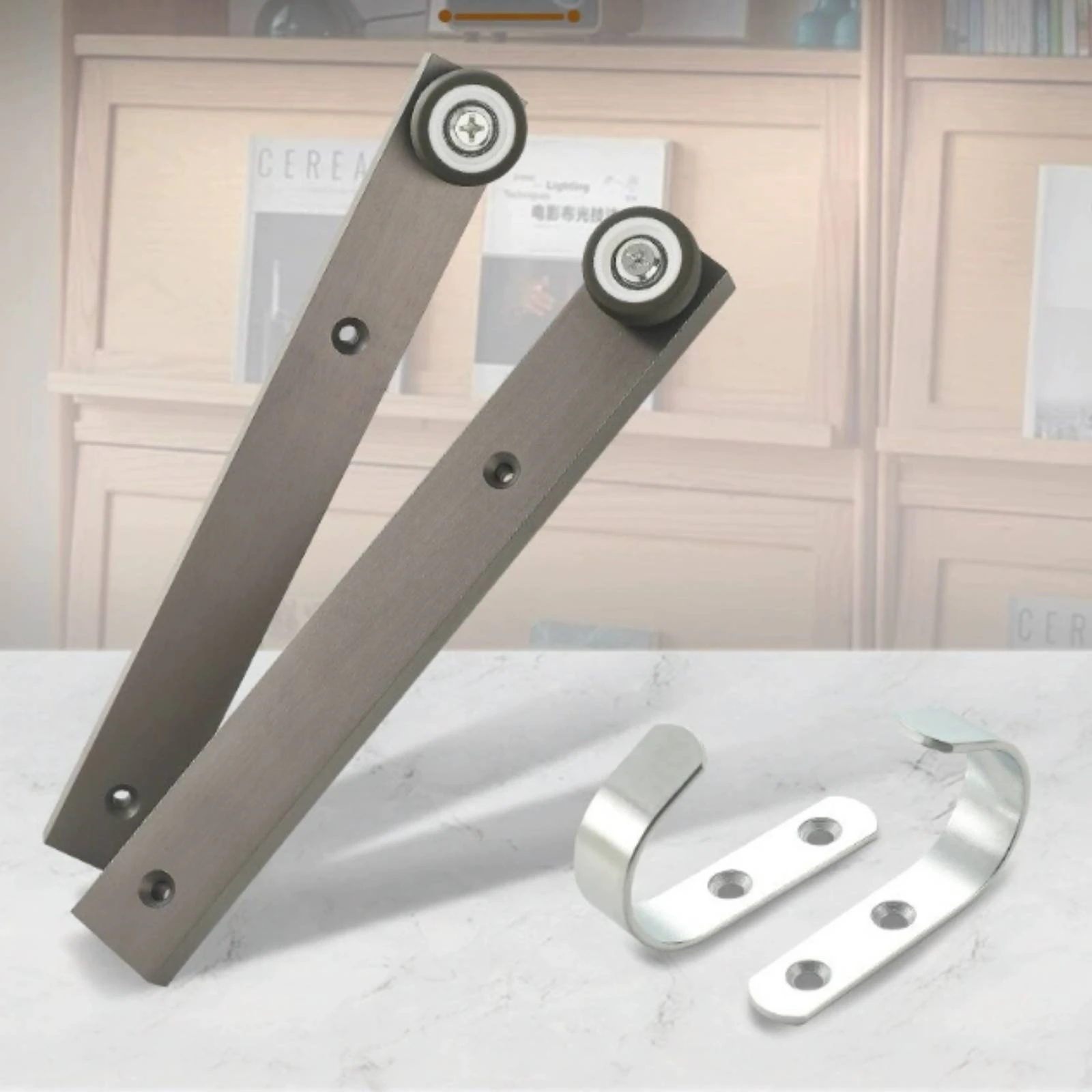 Upper-Flip Cabinet Door Kit Aluminum Alloy Sliding Cabinet Lift Hardware Bookshelf Flap Door Kit Mounting Brackets Home Fixture