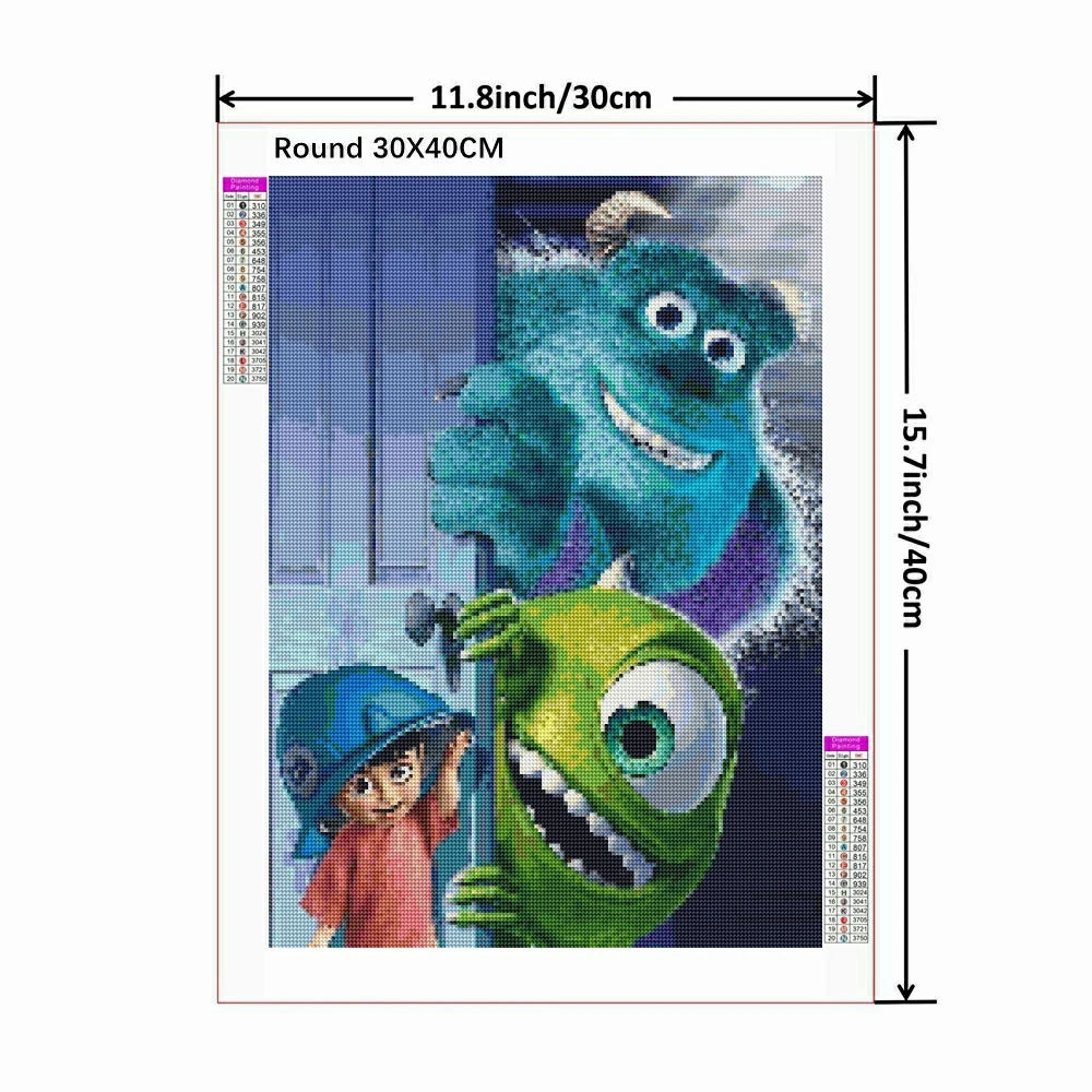 Monsters Inc 5D DIY Diamond Painting Cross Stitch Disney Cartoon Art Mosaic Round Embroidery Home Decor Kids Gift