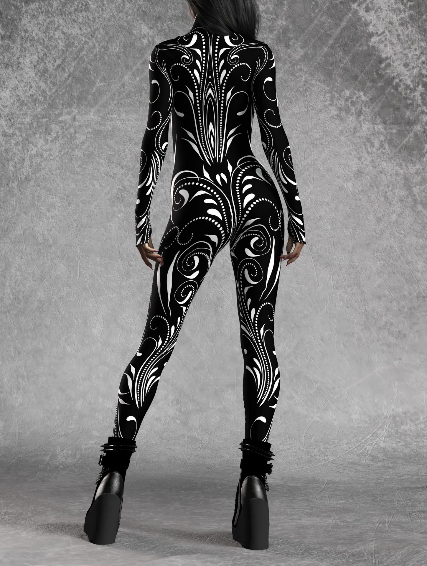 Halloween-Karnevalsparty Aerial Yoga Zentai Damen Enger Gothic Mechanischer Erwachsenen-Futuristischer Technologie-Roboter Cosplay-Jumpsuit – Detail 20