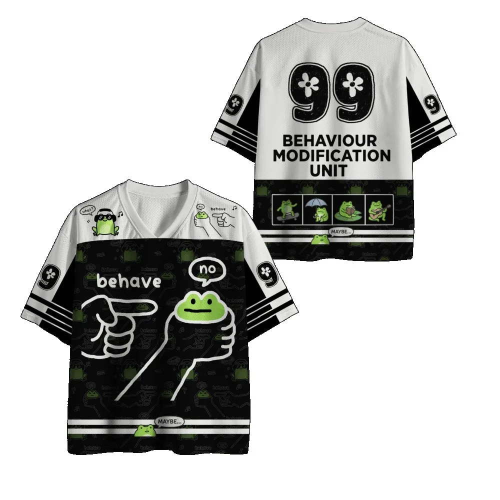 Y2K 3D-Druck Cartoon-Frosch Herren V-Ausschnitt Übergrößen-T-Shirt Japanischer Trendy Casual Schnelltrocknend Atmungsaktive Eltern-Kind-Kleidung – Detail 2