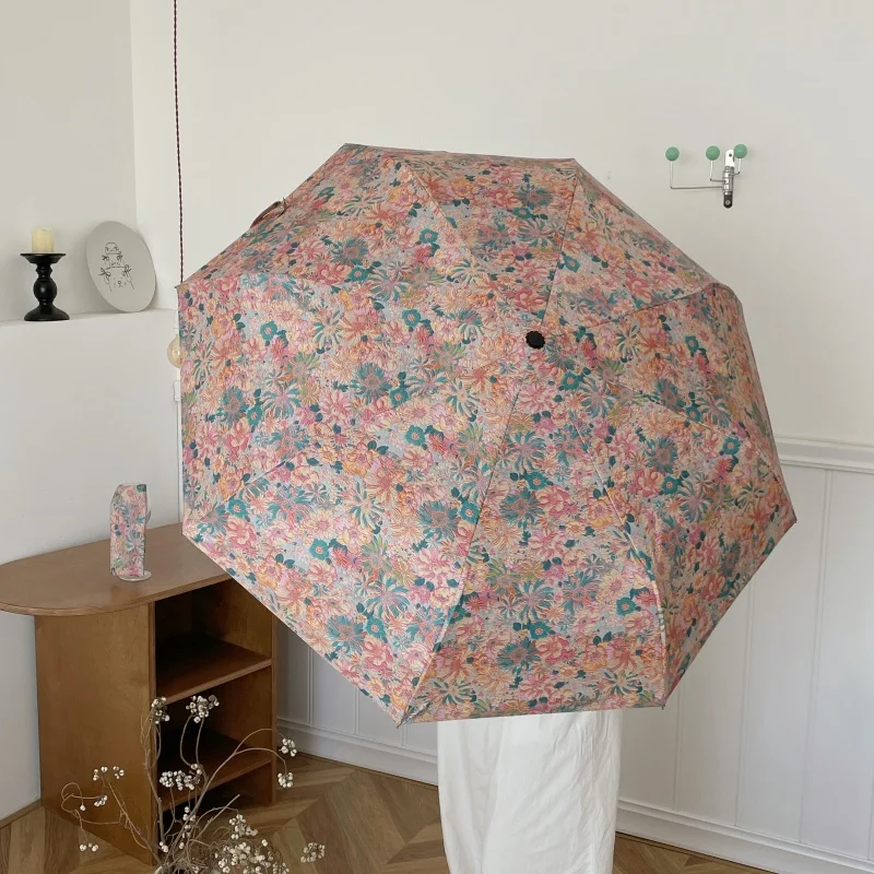 

Зонт Bla Glue Tee Fold Auatic с рисунком в стиле масляной живописи, с крючком, для защиты от солнца и дождя, универсальный (для солнечной и дождливой погоды)