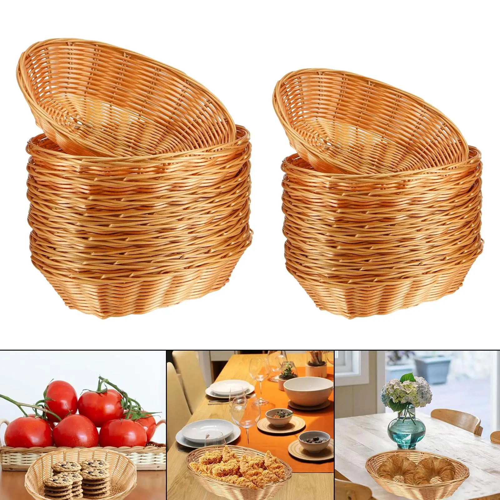 

10Pcs Bread Serving Baskets Oval Rustic Small Handwoven Decoration Woven Bread Basket for Outdoor Home Dining Room Cafe Table