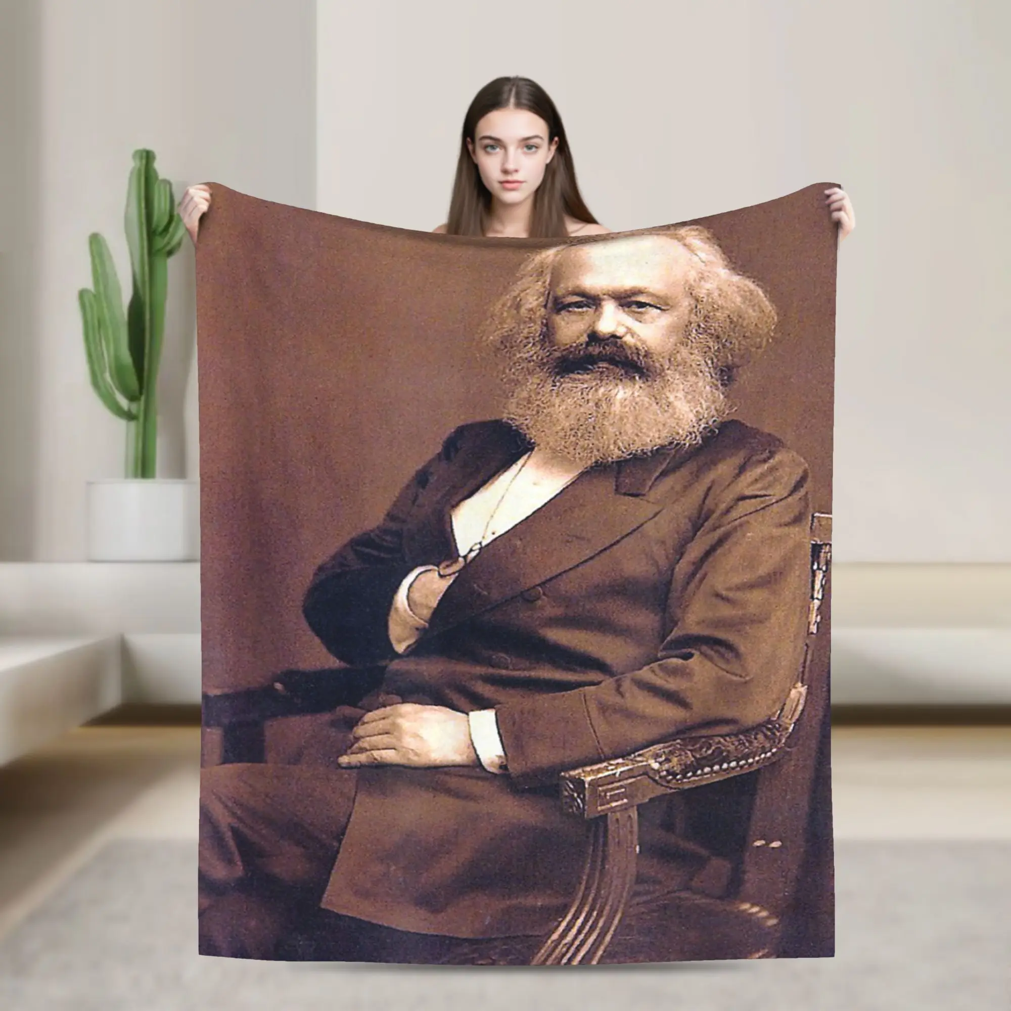 Warm Soft Blanket Vintage Marxist Communism Socialist Revolutionary Karl Marx Throw Blanket Flannel Bedspread For Sofa Bed Cover