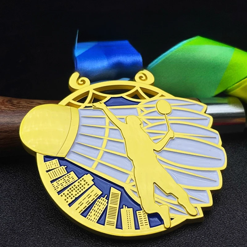 Custom-made badminton competition MEDALS and trophies, universal for campus sports meets, children and kindergartens