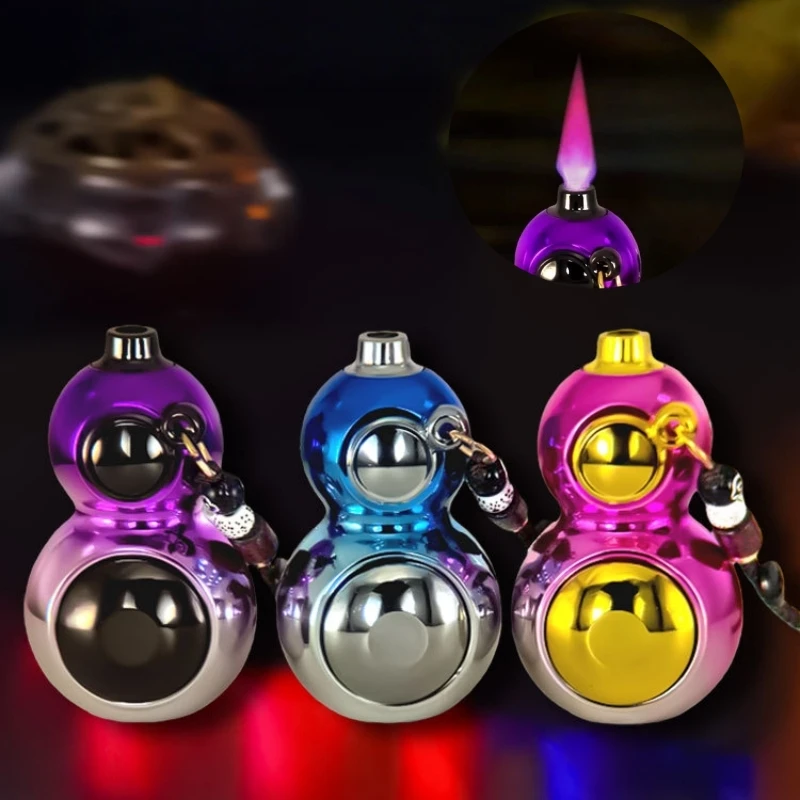 

Outdoor Windproof Rotating Gourd Pendant Lighter Gaomei Inflatable Rocker Arm Portable and Portable New Lighter Smoking Gift