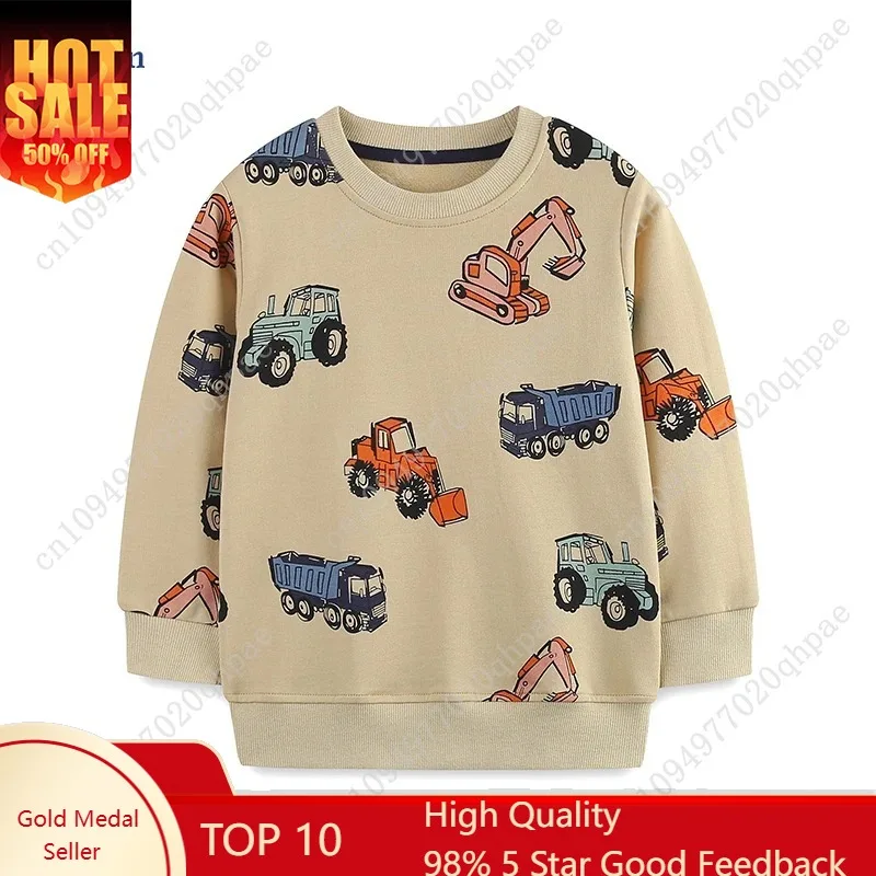 

Little maven Baby Boys Kids Clothes 2025 Autumn Spring Children's Clothing Cartoon Excavator Print Sweatshirts Tops Cotton