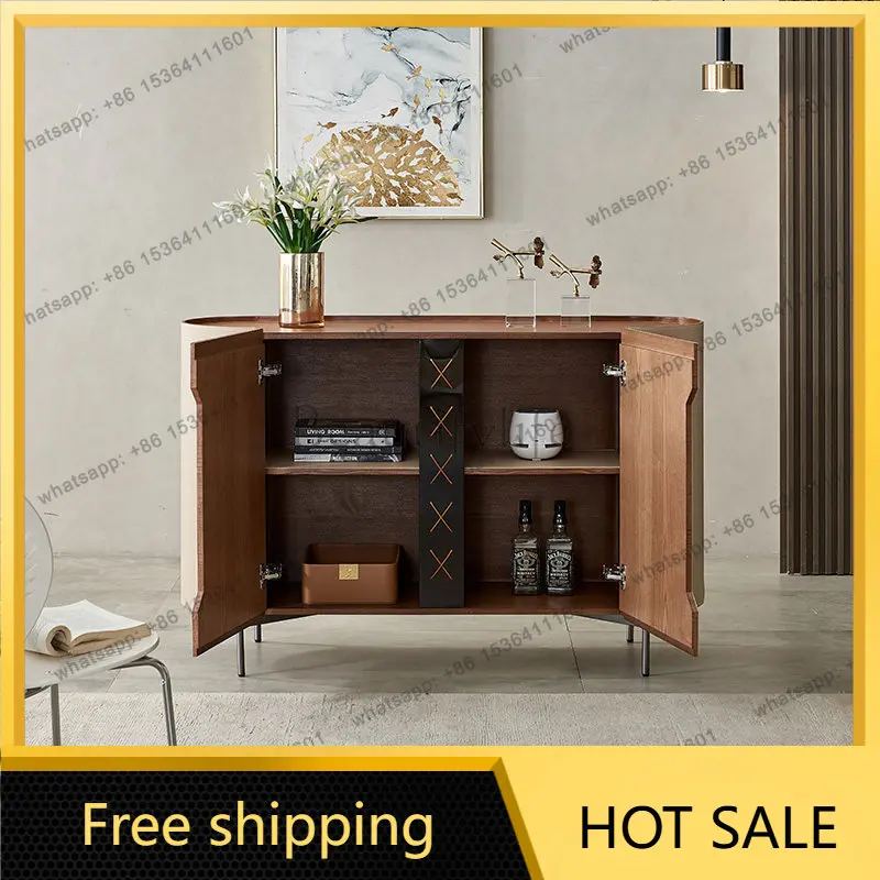 LD Italian Light Luxury Saddle Leather Entryway Counter Entrance Hall Sideboard